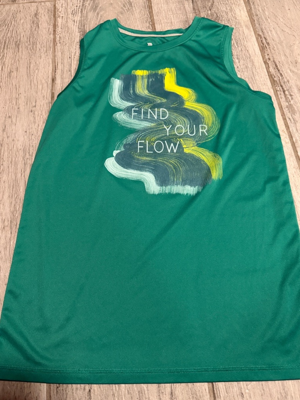 all in motion Teal Athletic Tank with Yellow and White Brushstroke Graphic XL
